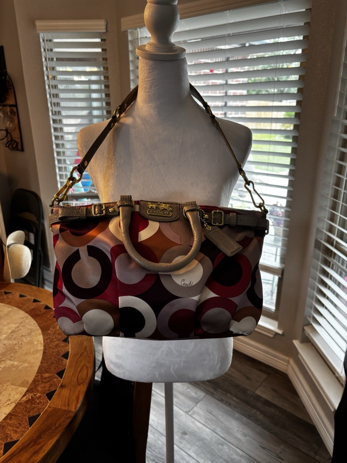 Coach Madison Op Art Sateen Sophia Satchel Shoulder Bag F120-18636 EUC