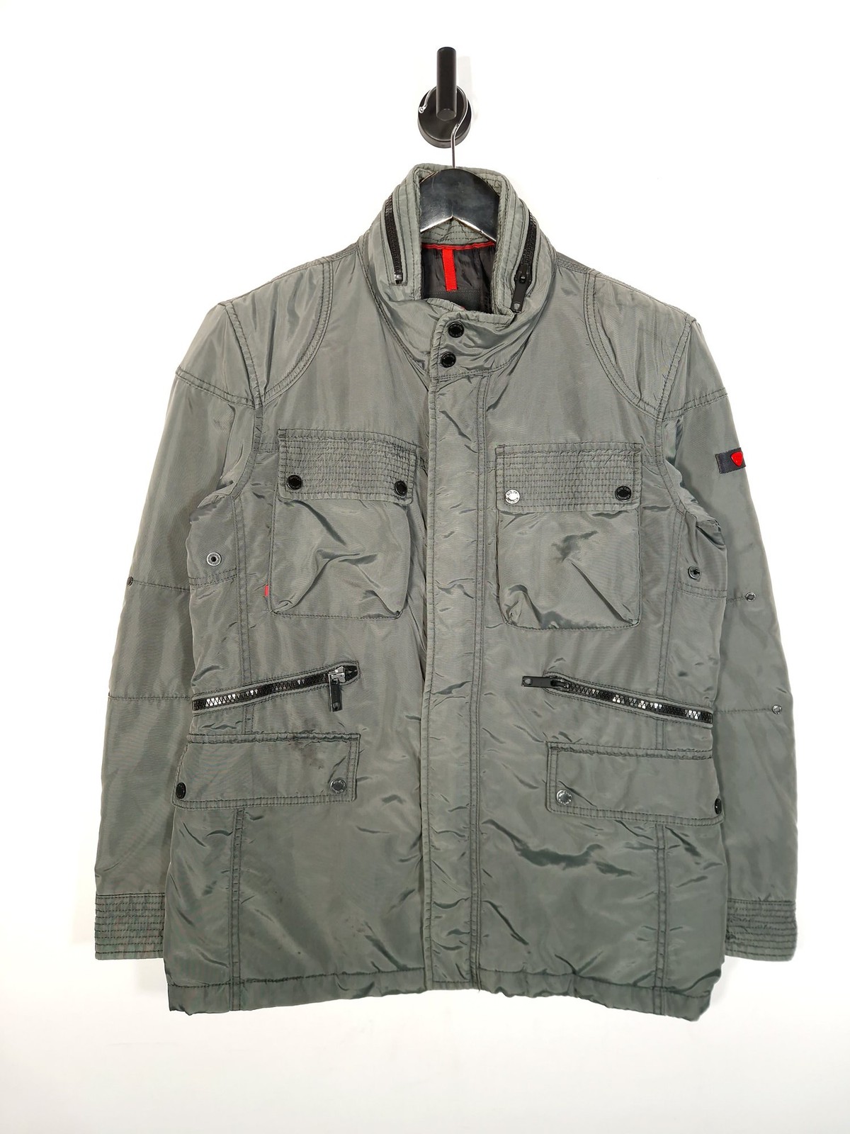 Strellson Utility Jacket Size Large Men’s Grey Hooded Swiss Cross Field Coat