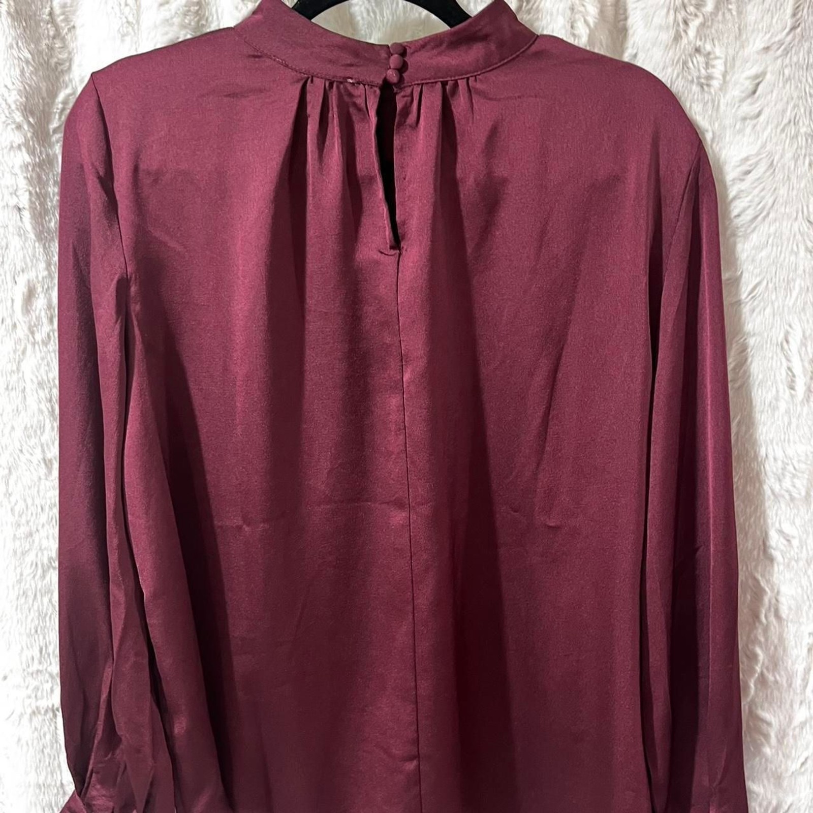 SHE+SKY Burgundy high neck blouse with long sleeves SIZE LARGE
