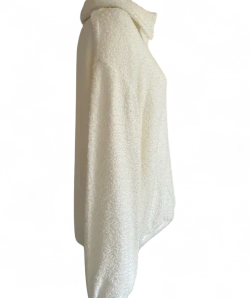 SHOW ME YOUR MUMU Off-White Sherpa Fleece SADIE PULLOVER SWEATER Gold Zipper S