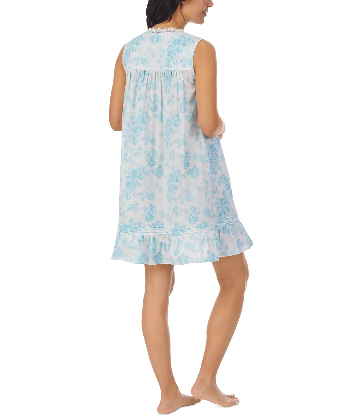 *SALE* Nwt $70 Eileen West White/Aqua 100% COTTON LAWN 36″ Nightgown Chemise XL
