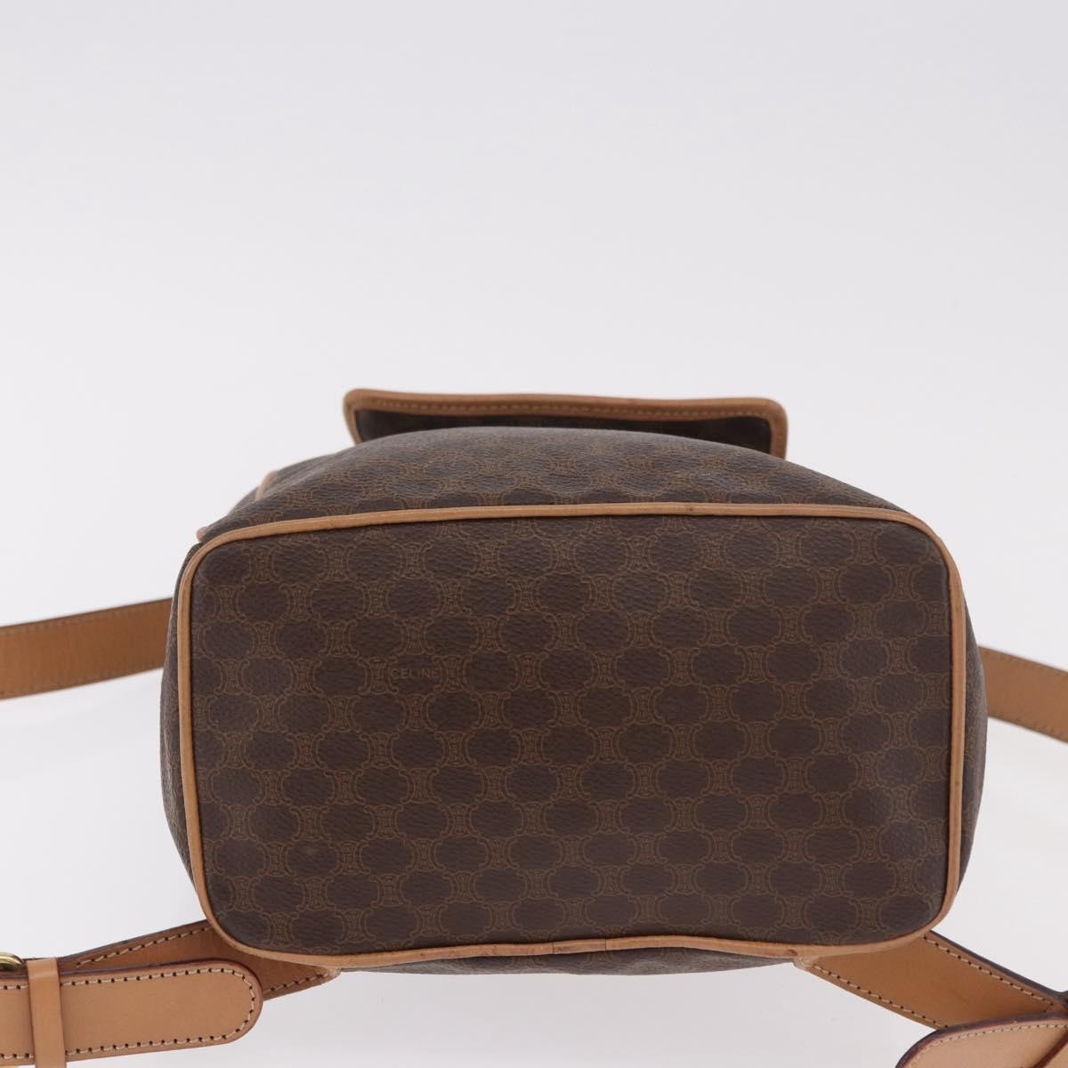 CELINE Macadam Canvas Backpack PVC Leather Brown Gold Auth 186101A