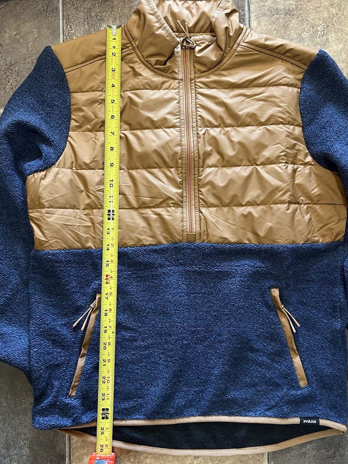 prAna Men’s Small IncrediWool 1/2 Zip Stormy Night Heather Quilted Pullover NWT