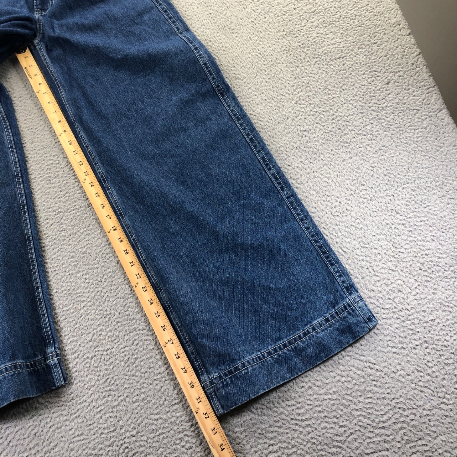 Alab Jeans Womens 4 28×32 Blue Baggy Wide Leg Embroidered Skater Y2K High Waist