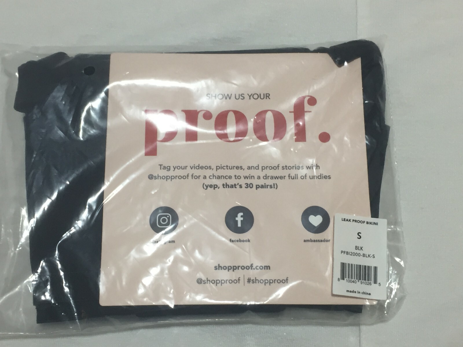 F657 PROOF Period & Leak Proof Bikini Black Womens Size Small