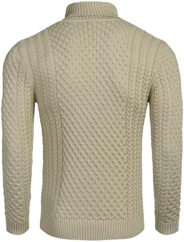 Coofandy Sweater Soft Solid Mens Slim Fit Turtleneck Casual Knitted Twisted