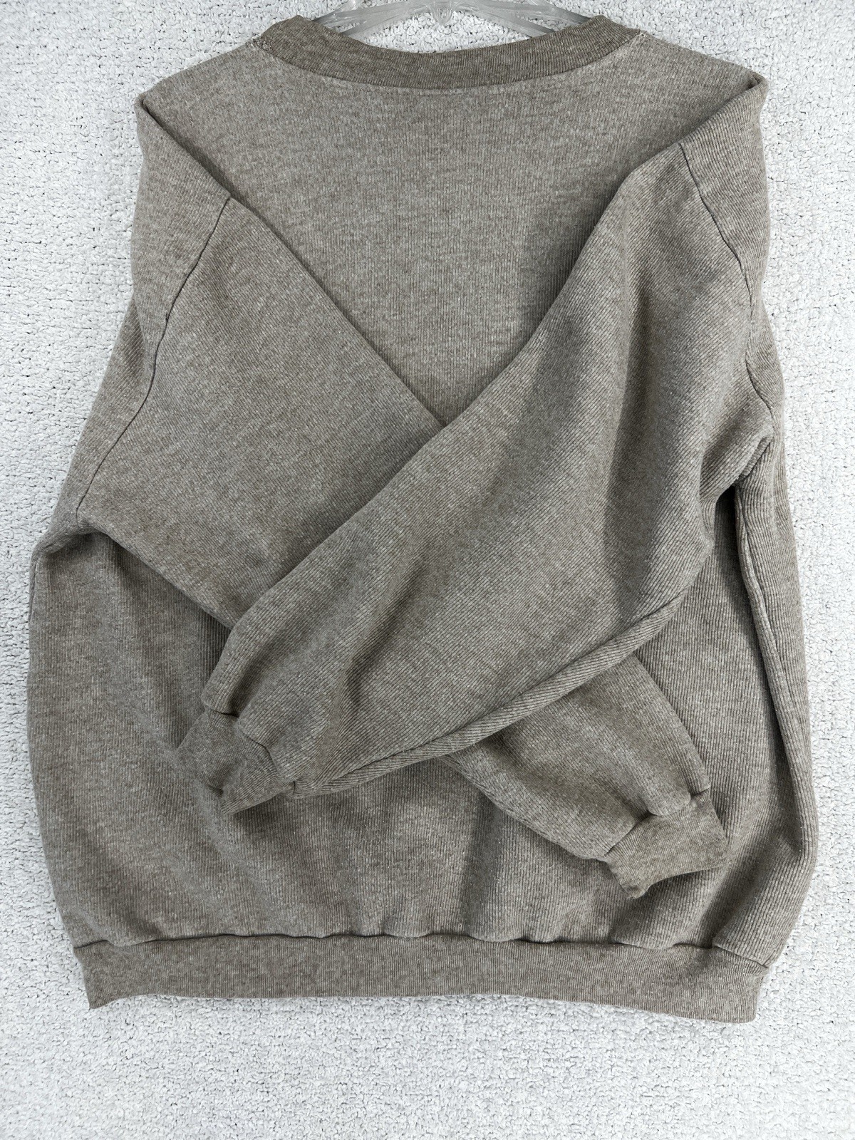 Sun Triangle Sweatshirt Mens L Catalina Island Ribbed Tan Beige Made in USA VTG