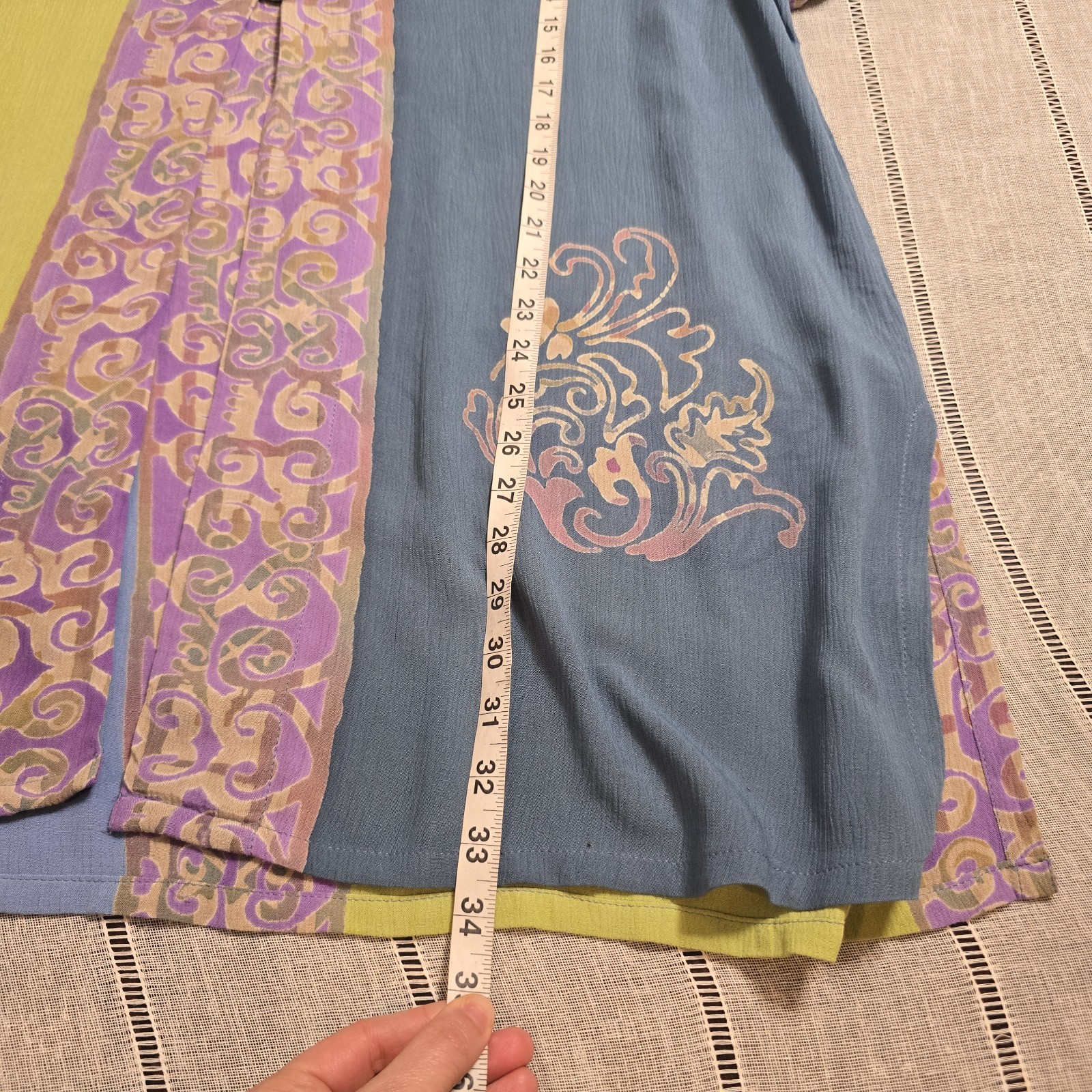 Soft Surroundings 100% Rayon Teal Green Purple Button Blouse Overlay Tunic 2x
