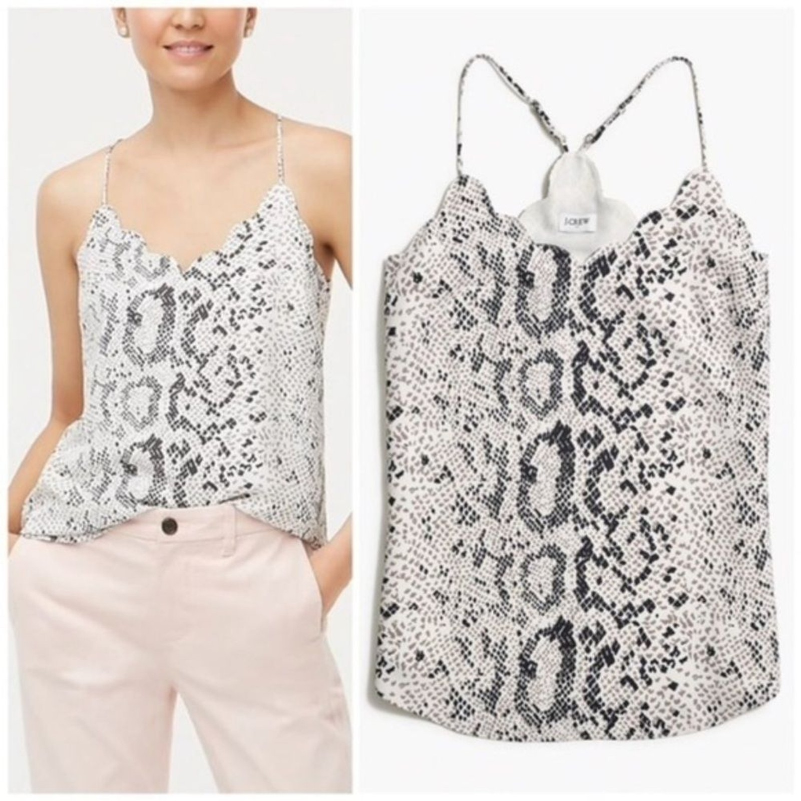 🔵 SALE 3/$25 JCREW SWIFTY SNAKESKIN PRINT ADJUSTABLE STRAP TANK TOP SHIRT 4