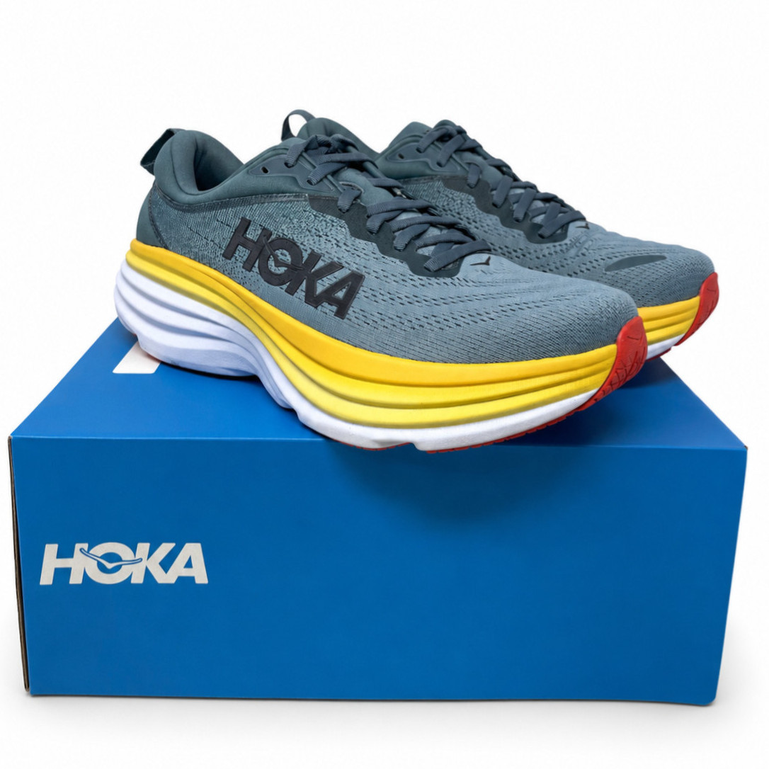 HOKA BONDI 8 MENS GOBLIN BLUE MOUNTAIN SPRING 1123202 GBMS RUNNING SHOES 10D NEW