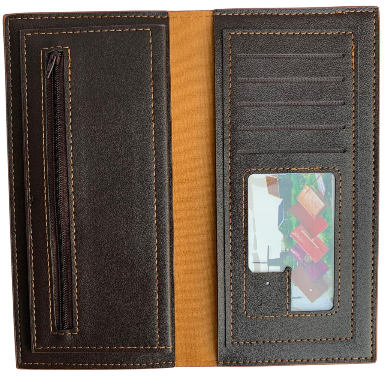 Men’s Long Checkbook Wallet – Genuine Leather RFID Card Holder, Full Bill Wallet