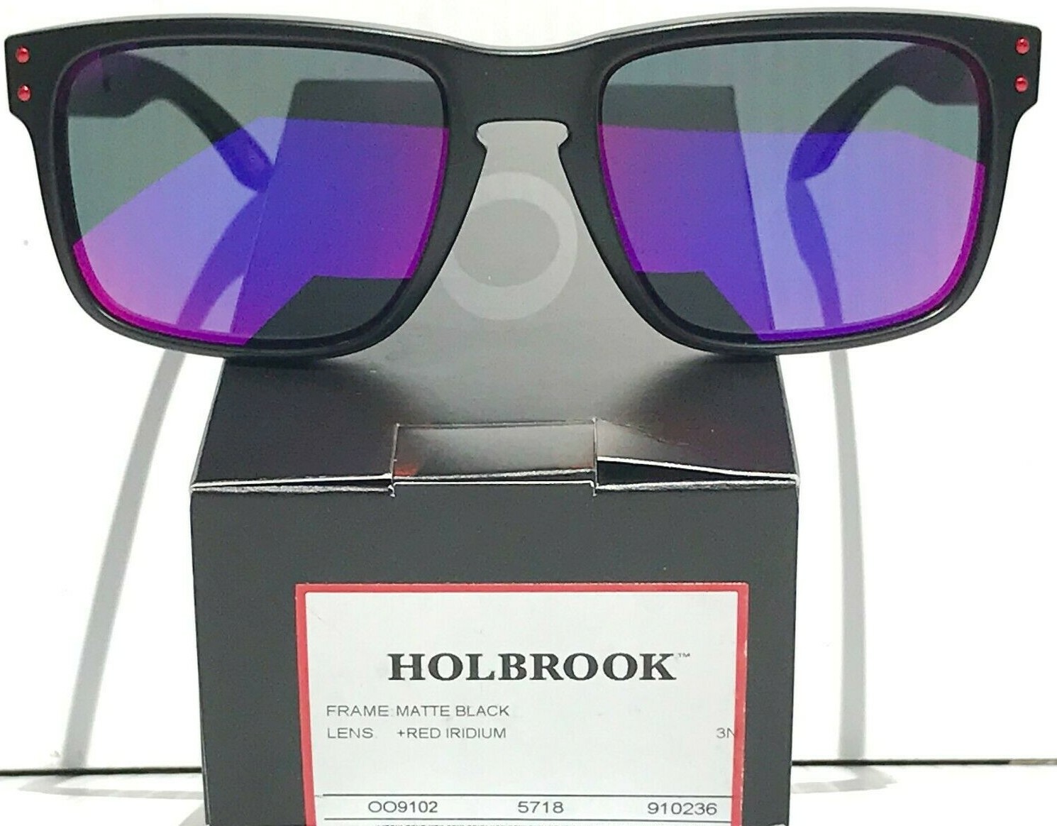 NEW* Oakley HOLBROOK Matte Black Positive Red Iridium w CASE Sunglass 9102-36
