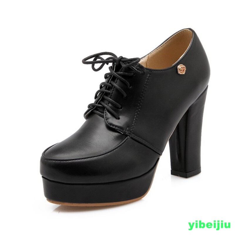 Women’s Dress Formal Casual Platform High Heel Lace Up Shoes Flower Mary Jane OL