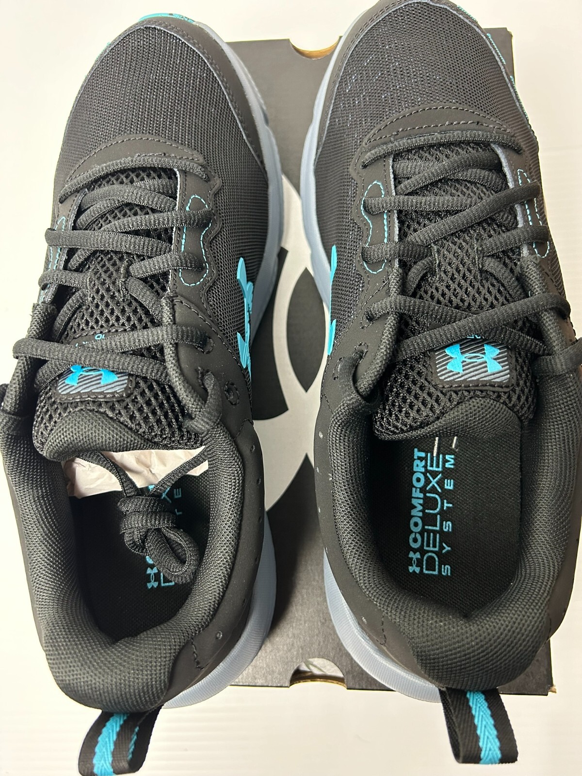 Under Armour Charged Assert 10 Black Blue Running Shoes 3026175-003 Mens Size 9
