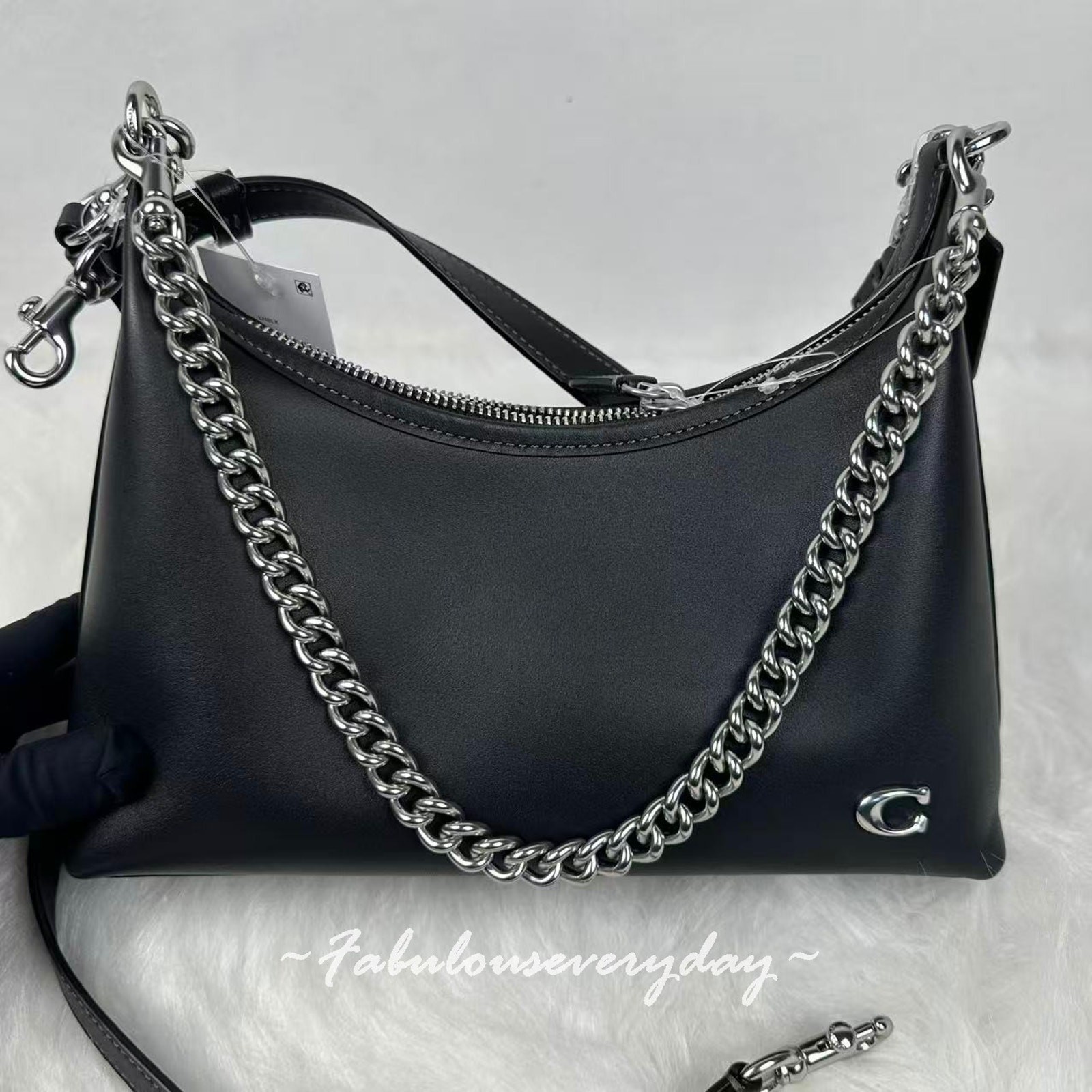 COACH Juliet 25 Small Shoulder Bag Crossbody In Leather/Silver/Black CW640