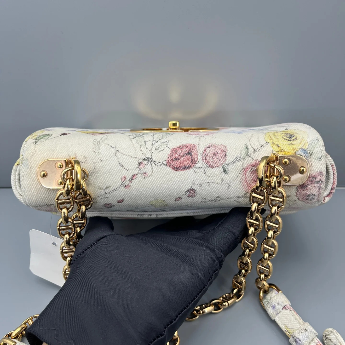 Dior Print Small Caro Bag White Yellow Red Blue Green Canvas (ym051726b6r)