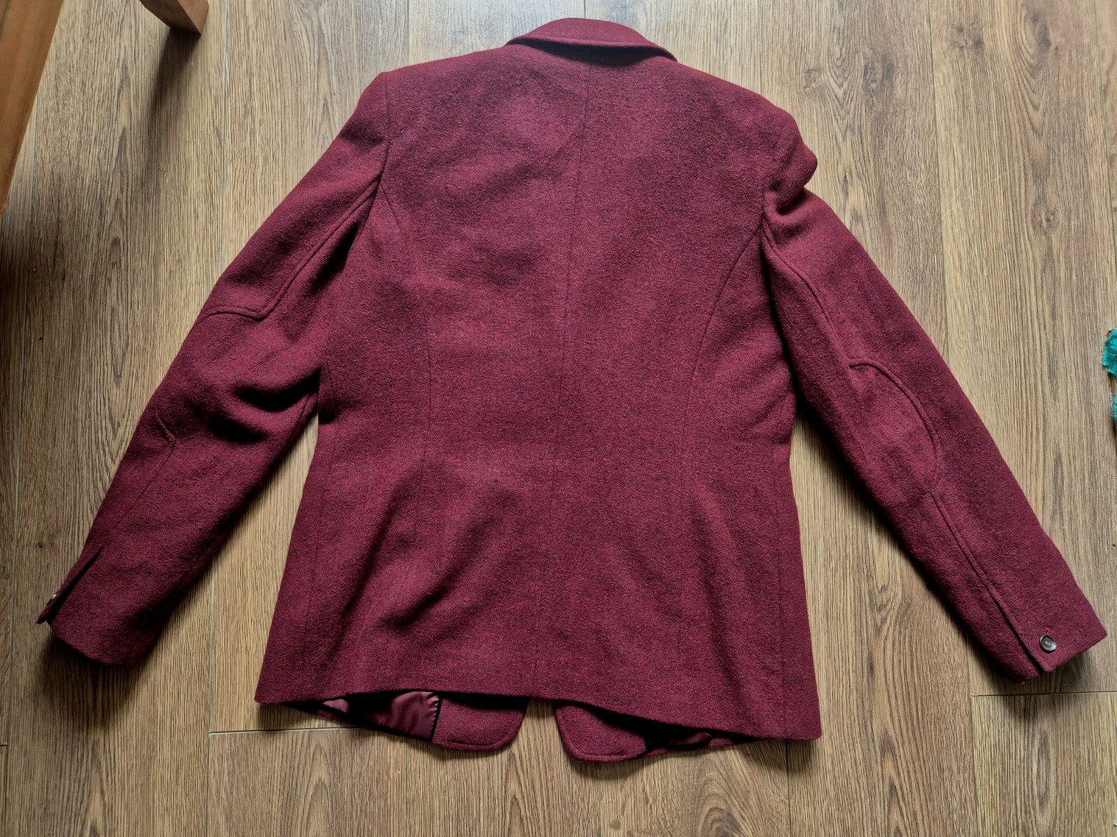NEXT Tailoring Rust Wine Red Tweed Wool Blend Fleck Weave Tailored Jacket UK 16