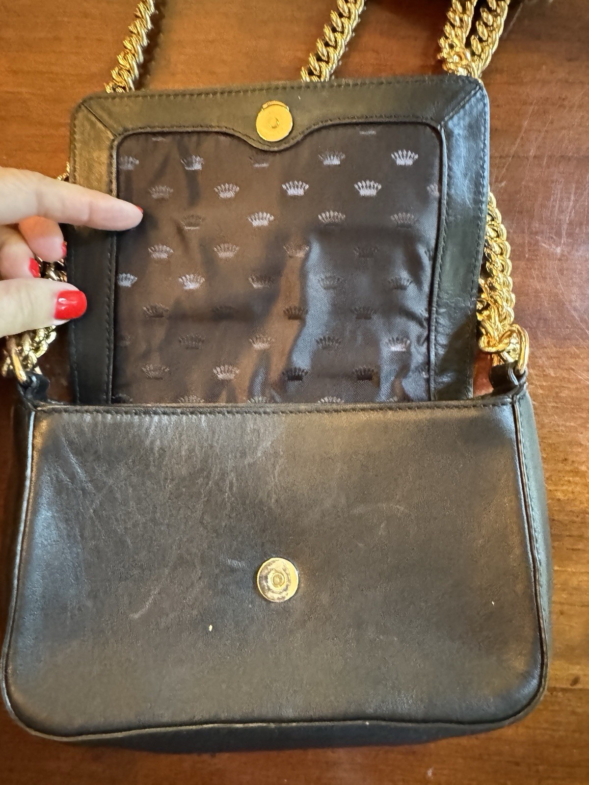 Juicy Couture Black Label Black & White Animal Print Flap Crossbody Gold Chain