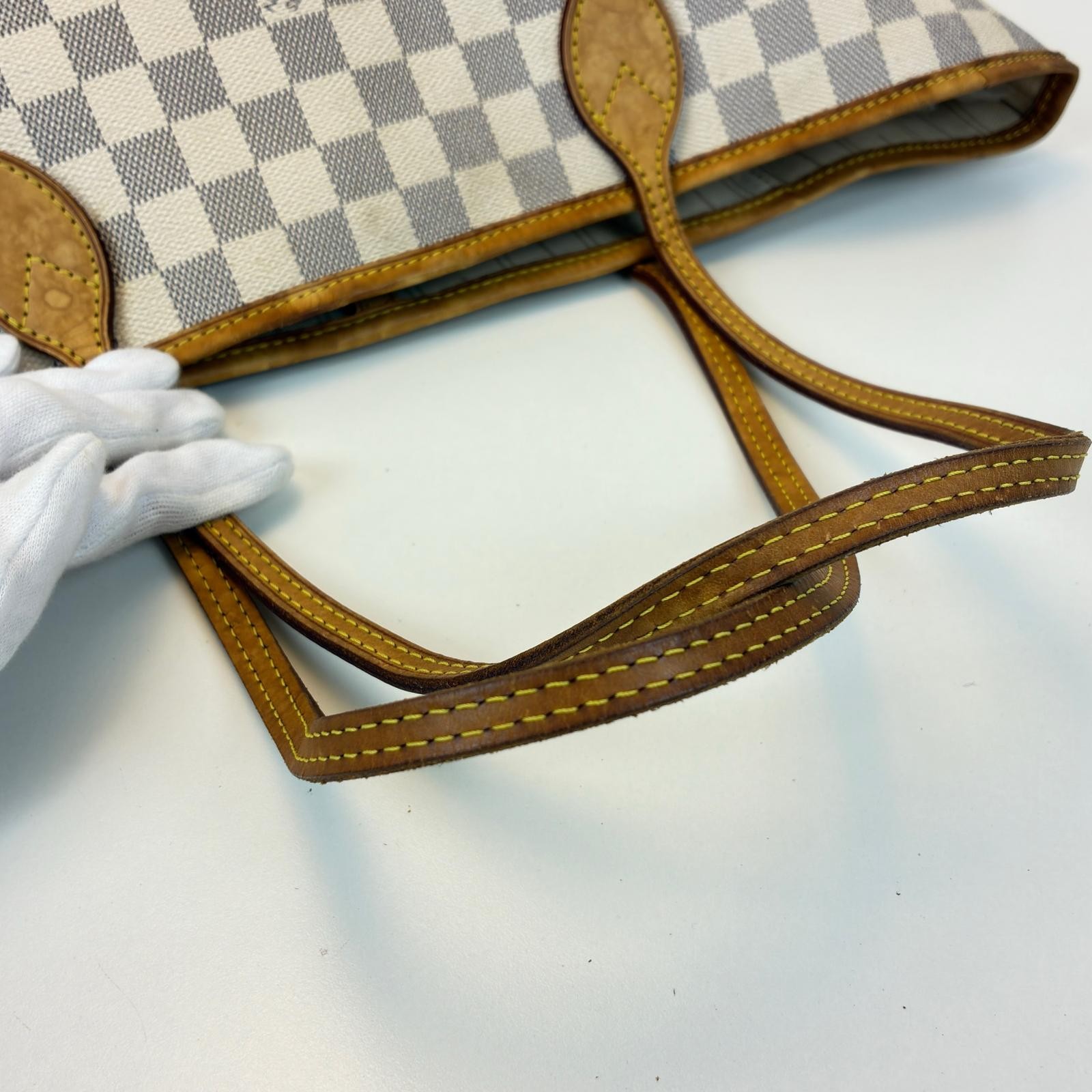 LOUIS VUITTON Neverfull MM Tote Bag N51107 Damier Azur Canvas white