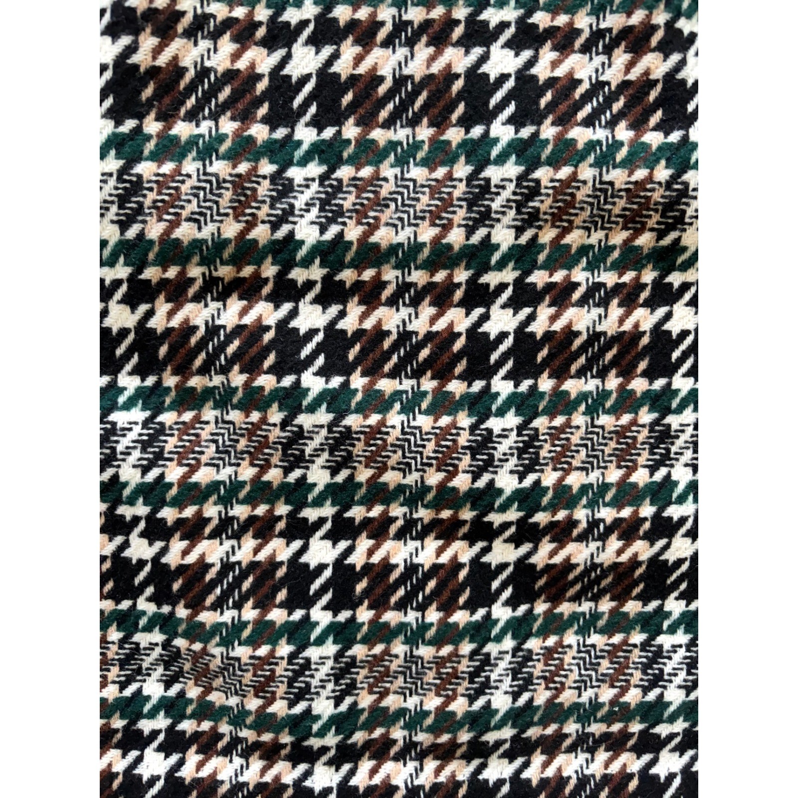 HM Green Brown Houndstooth Wool Blend Mini Skirt Size 6 Plaid Gold Zipper Mini