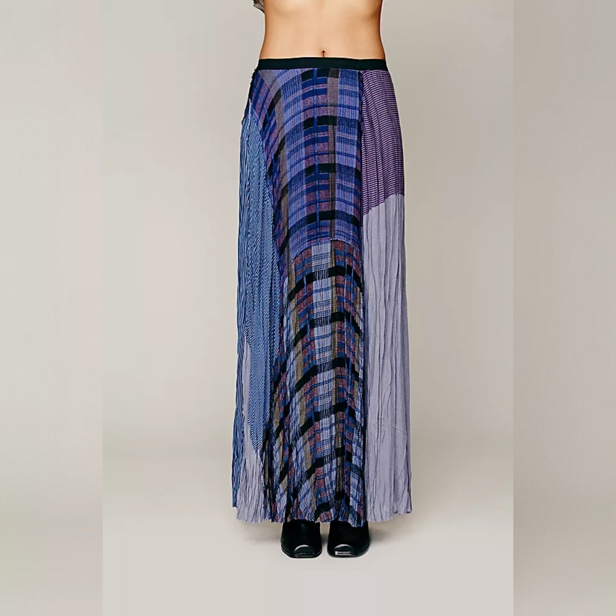 FP One – Free People Plaid Patchwork Maxi – Royal – Size XS