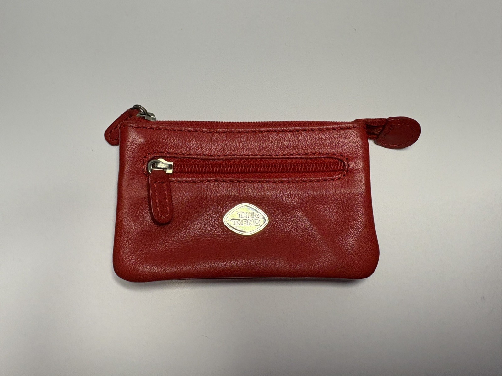 The Trend Red Leather Coin Purse Wallet Card Holder Pouch Zippered Change Case