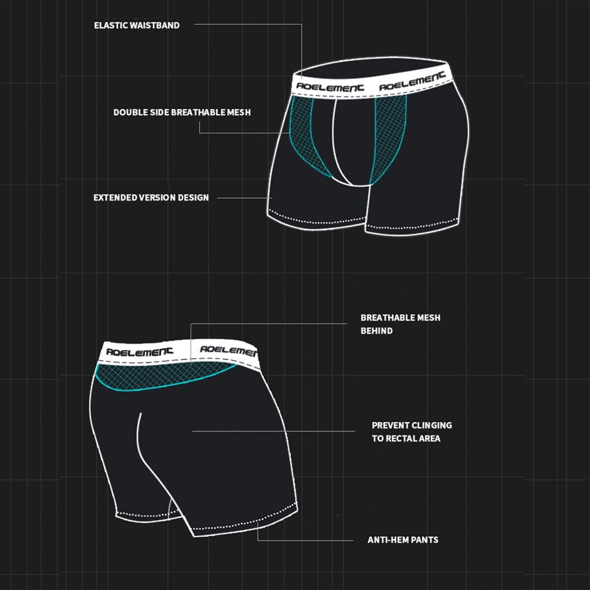 3 Pack Men Boxer Underwear Tagless Breathable Shorts Compression Soft Trunks US
