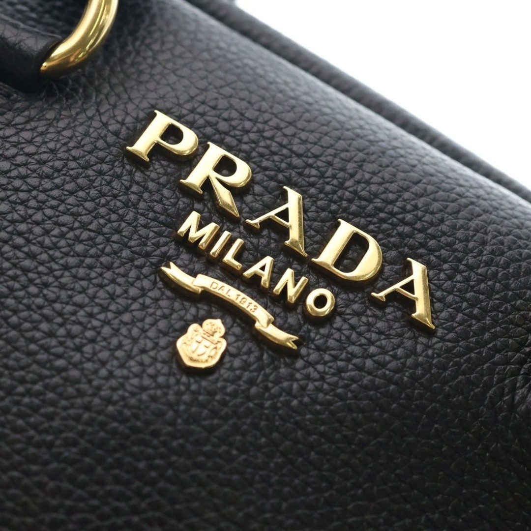 PRADA BAULETTO PELLE VITELLO PHENIX Leather Mini Handbag 1BB108 Black Used a4bc6