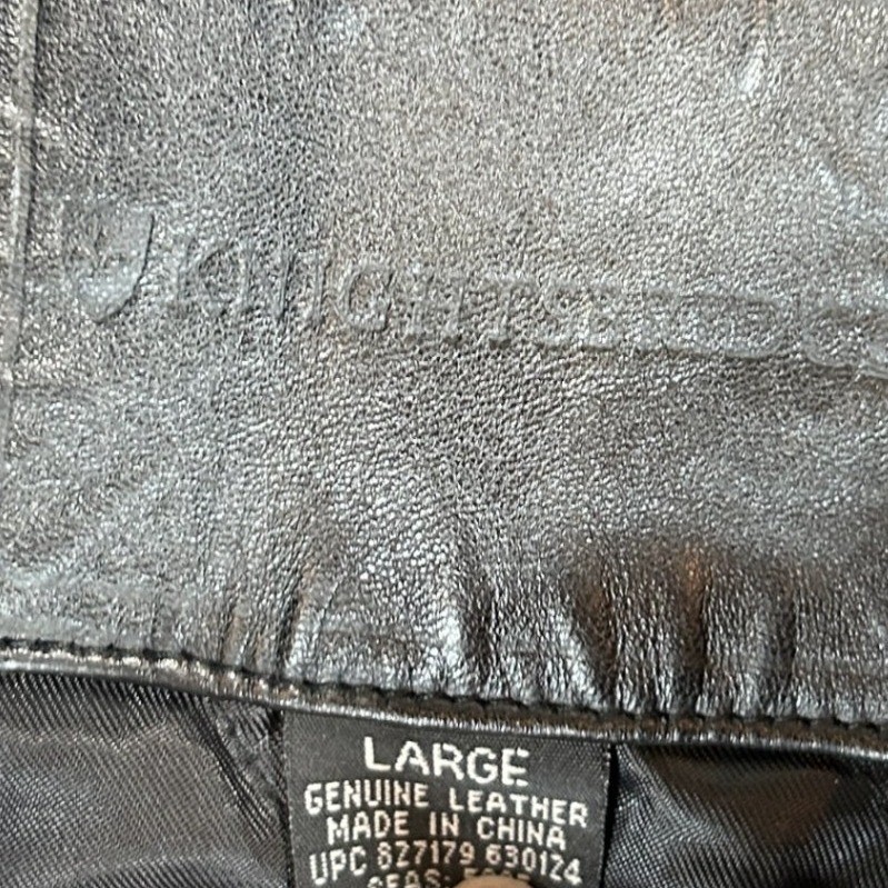 Knightsbridge Mens Black Genuine Leather Quilted Lined Button Front Jacket Large
