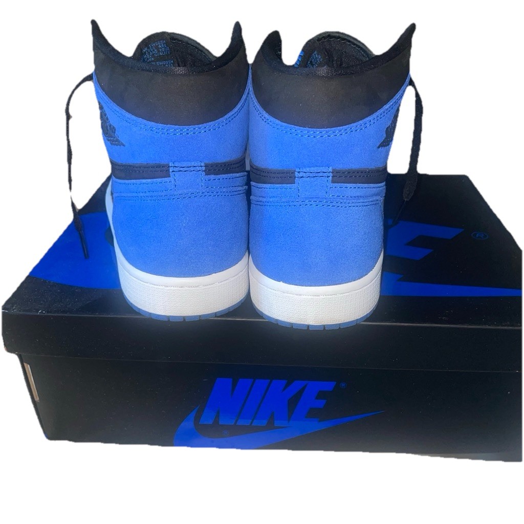 Nike Air Jordan 1 High Top Mens Sneakers US 9 Black/Blue Leather DZ5485-042