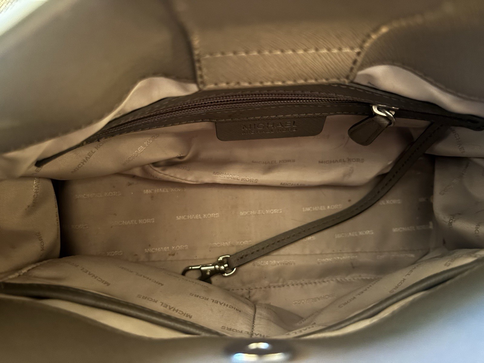 Michael Kors Hamilton Gray Satchel Top Handle, Zip, PadLock