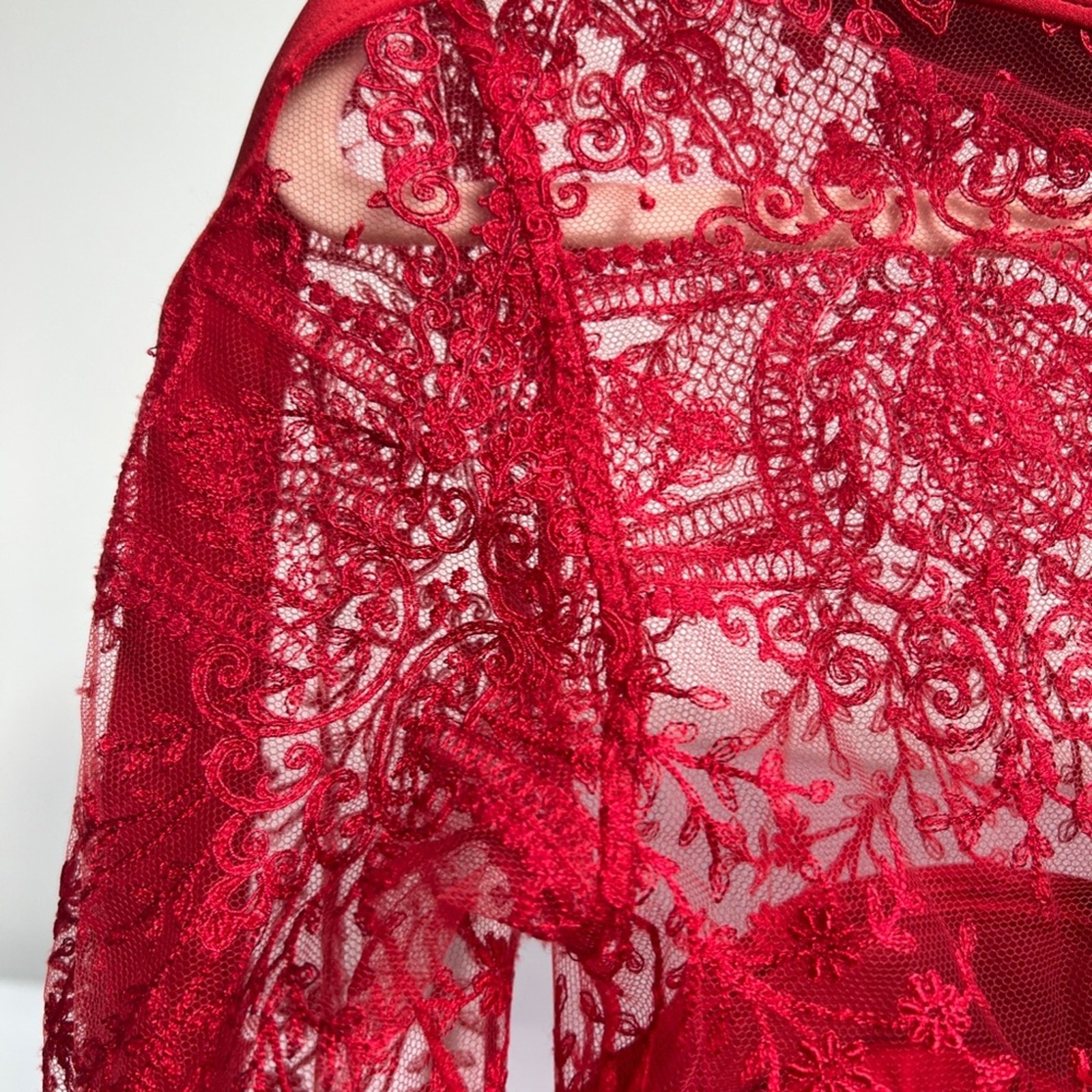 La Perla Black Label Ultra Rare Desire Neoprene Lace Zipper Bodysuit (Red)