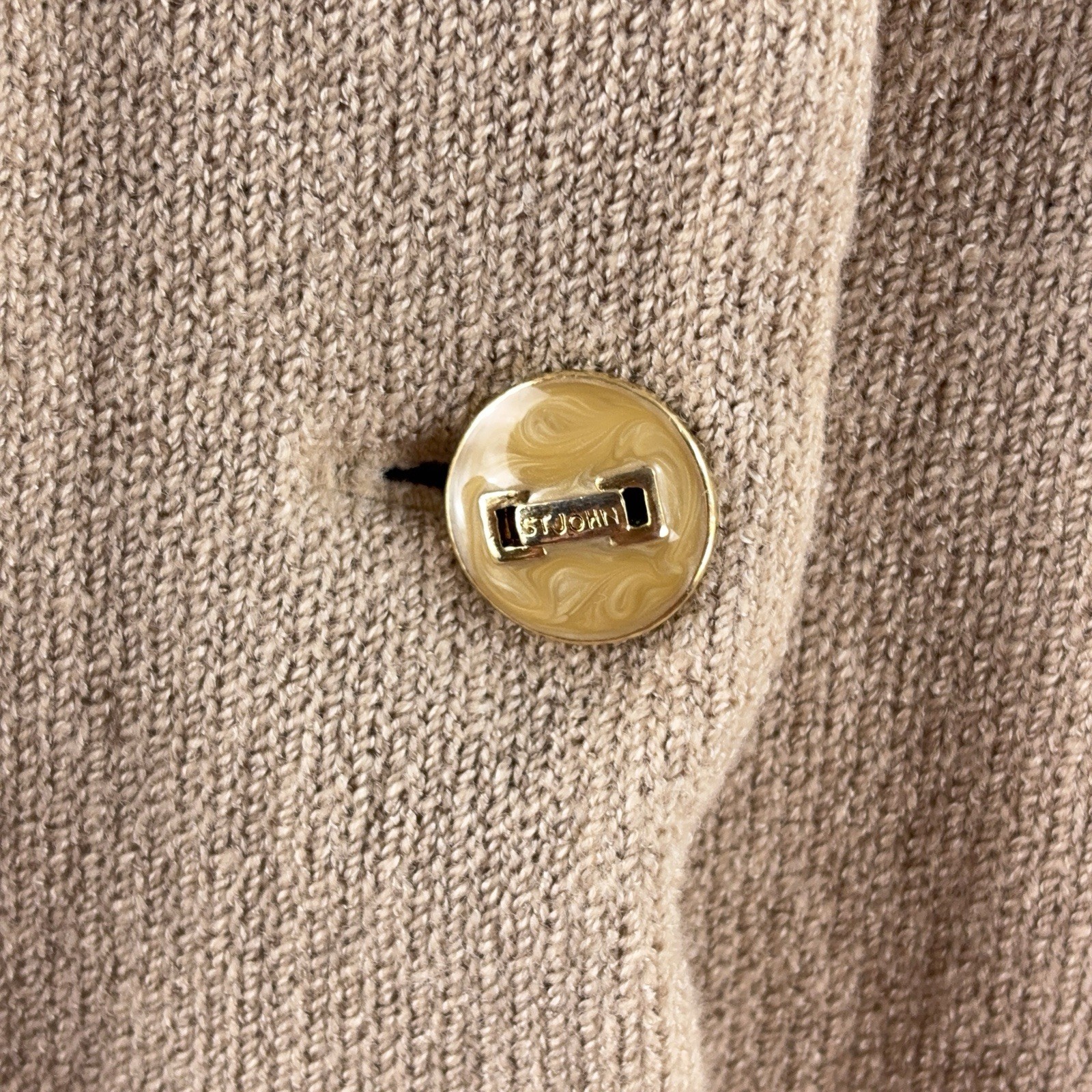 St. John Collection Jacket Womens Size Small Beige Santana Knit Gold Button