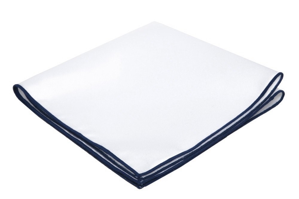 Gentlemans Essentials Weekend Casual White Pocket Square White/Prussian Blue