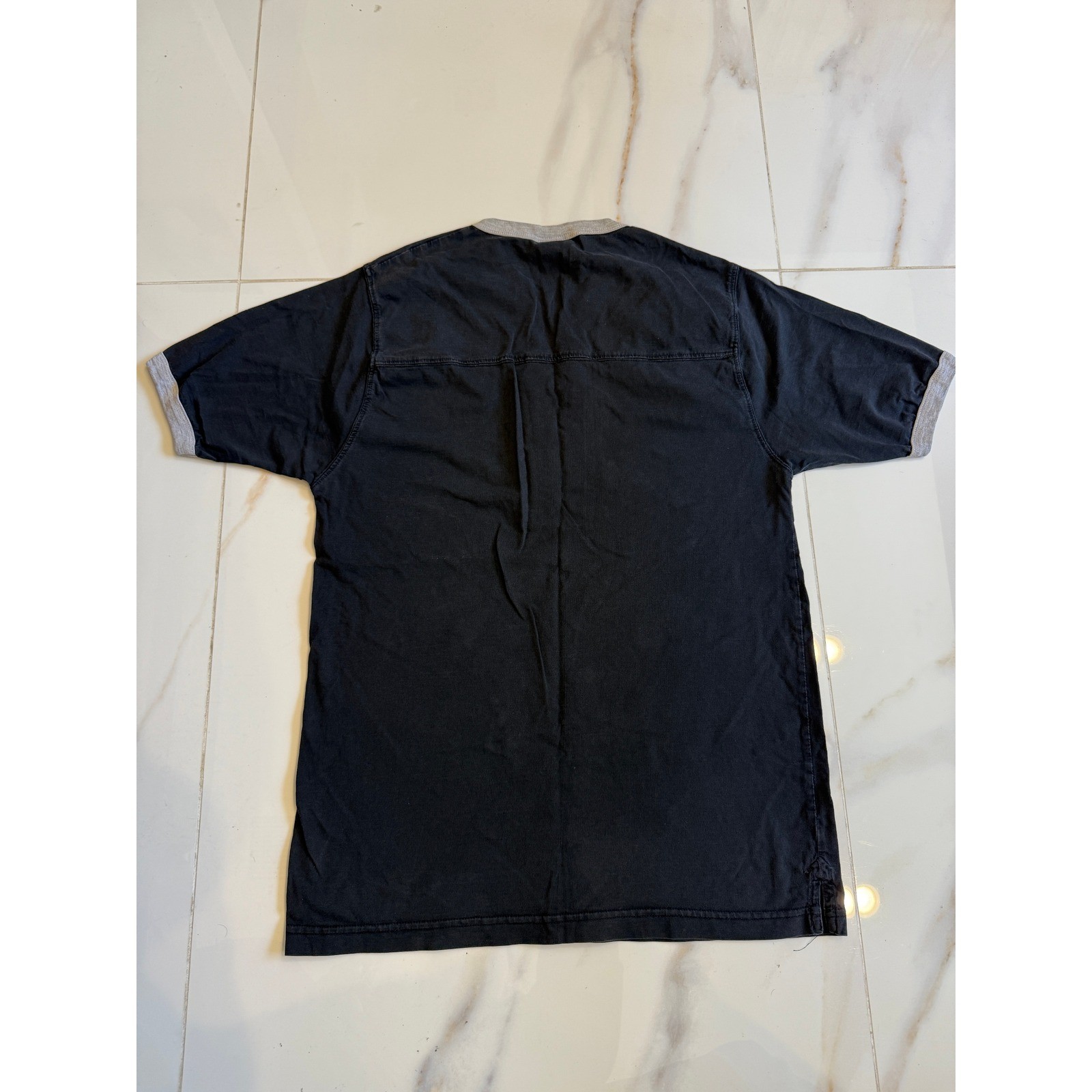 James Jordan 54th Apparel Mens V-Neck Ringer T-Shirt Black Grey Large