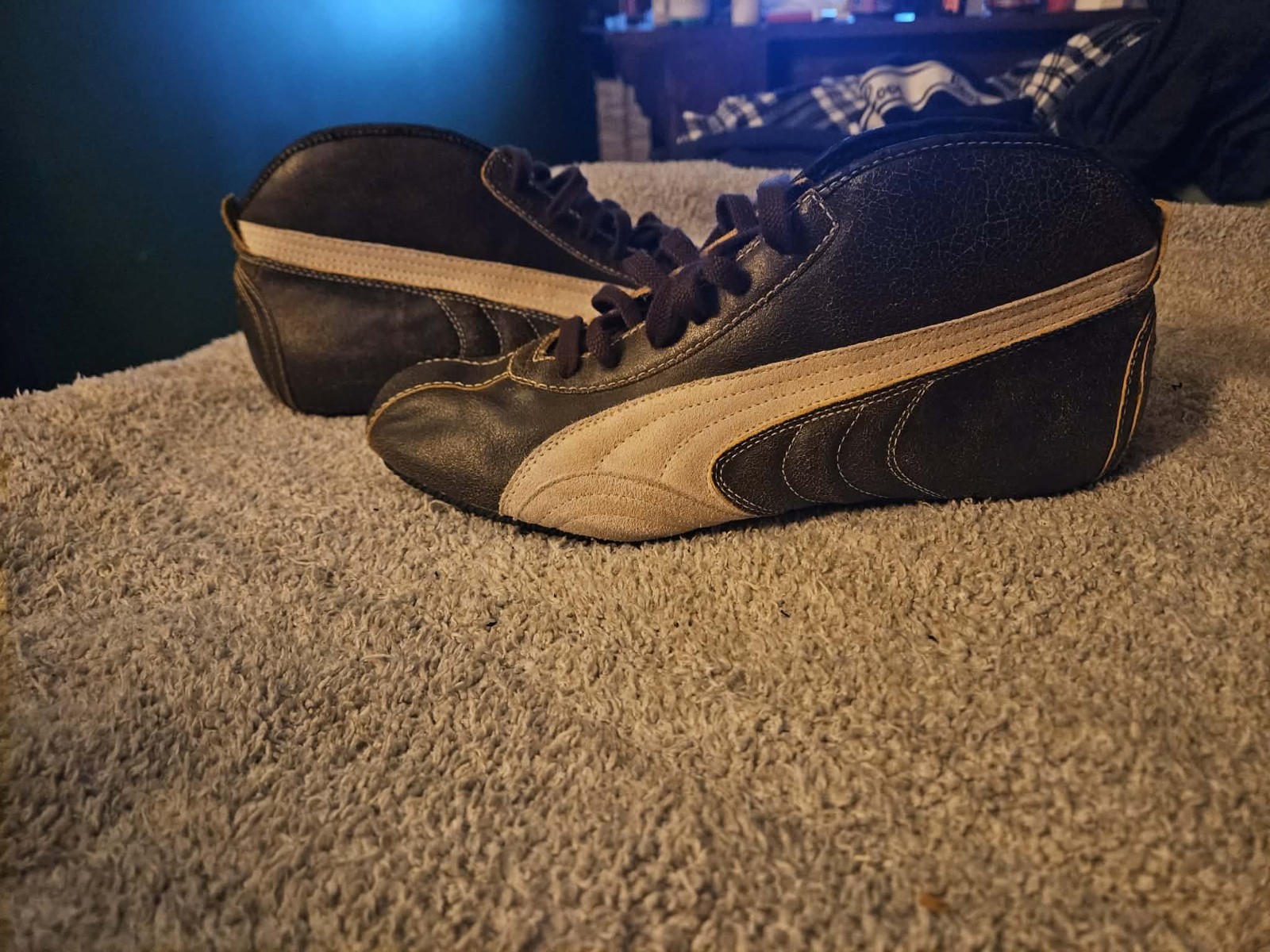 PUMA Speedcat Men’s Low Top Leather Lace-Up Sneakers Brown/White Rubber