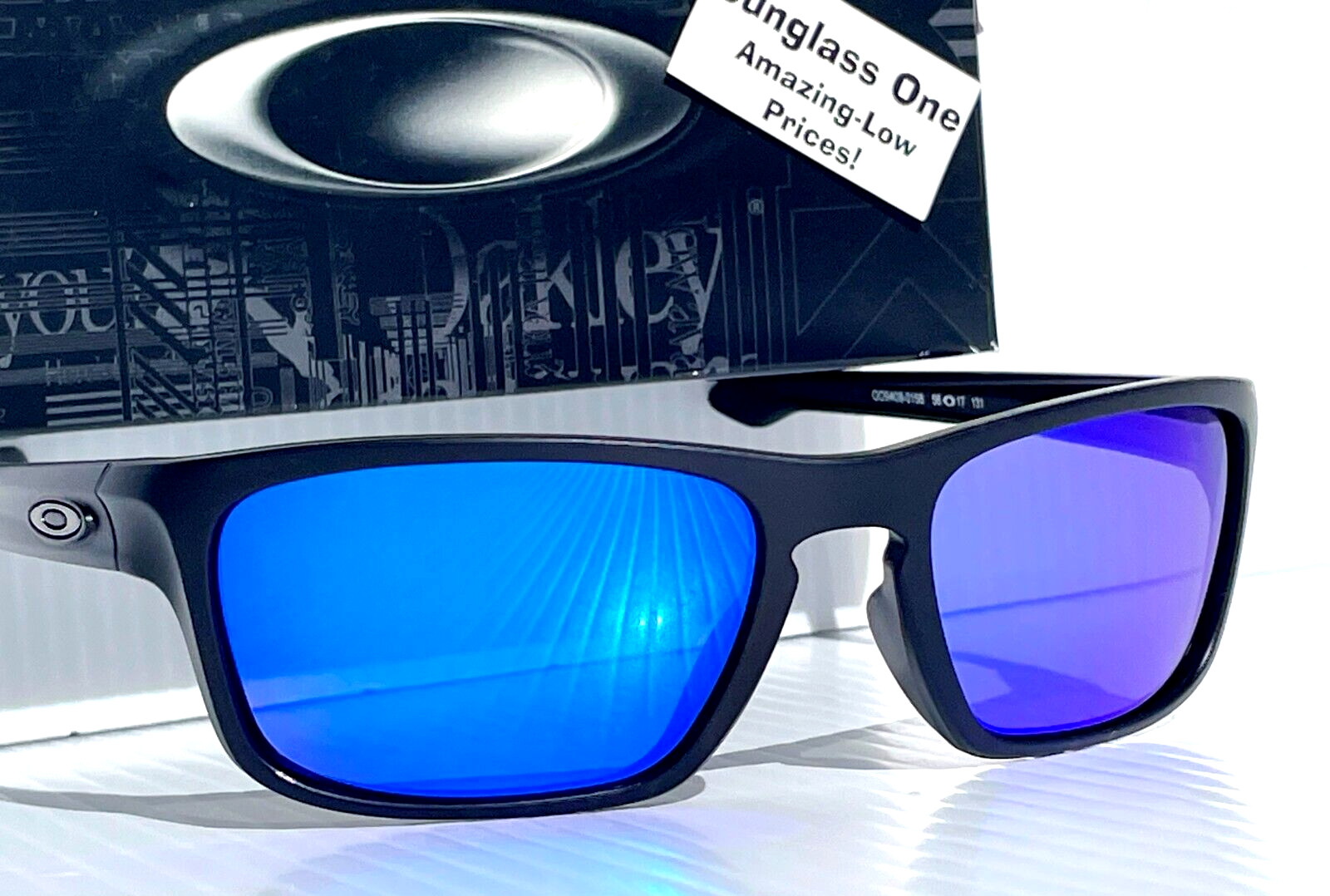 NEW Oakley SLIVER STEALTH Matte Black POLARIZED Galaxy Blue Sunglass Lens 9408