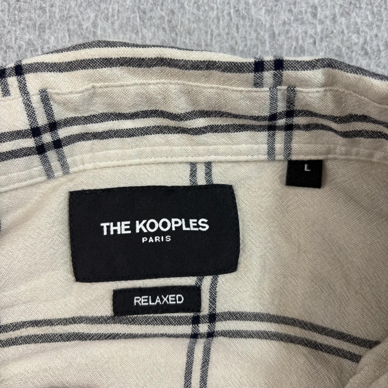 The Kooples Shirt Womens Large Beige Plaid Button Heritage Lightweight Classic