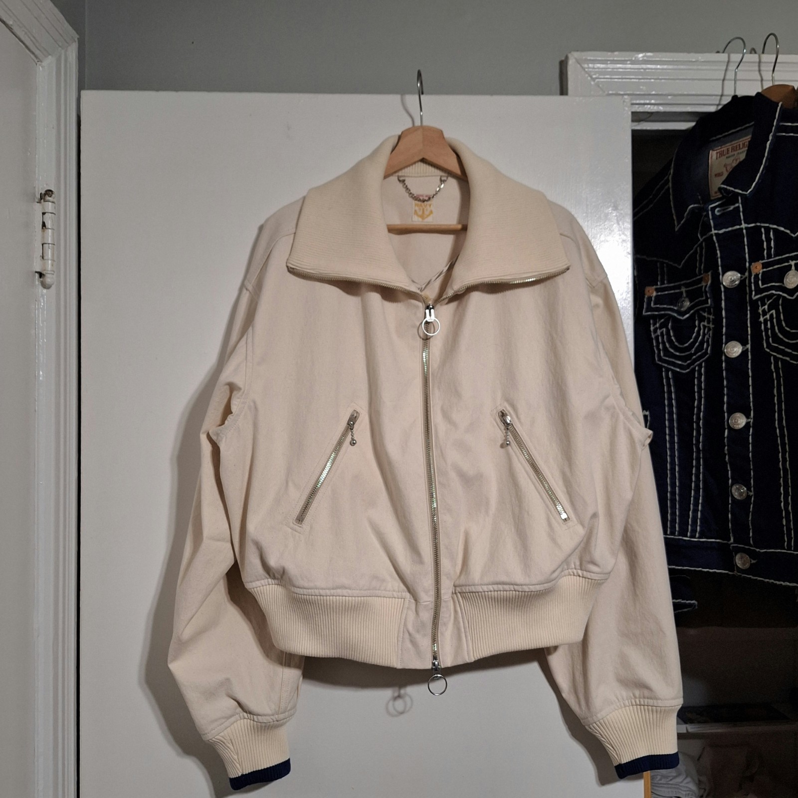 Kapital Water Repellant White Canvas Double Zip Beacon Jacket Size 3