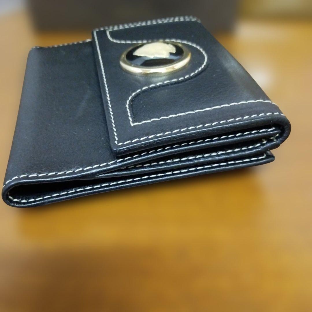 GUCCI Black Leather Bifold Wallet Double Snap Bill Compartment Coin Pocket