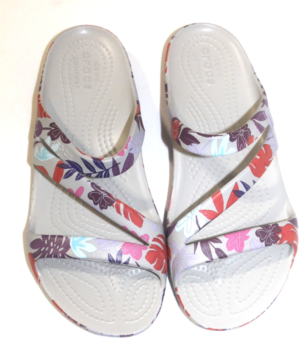 Crocs Kadee II Size W7 Tropical Floral Slides Sandals Women’s Iconic Comfort