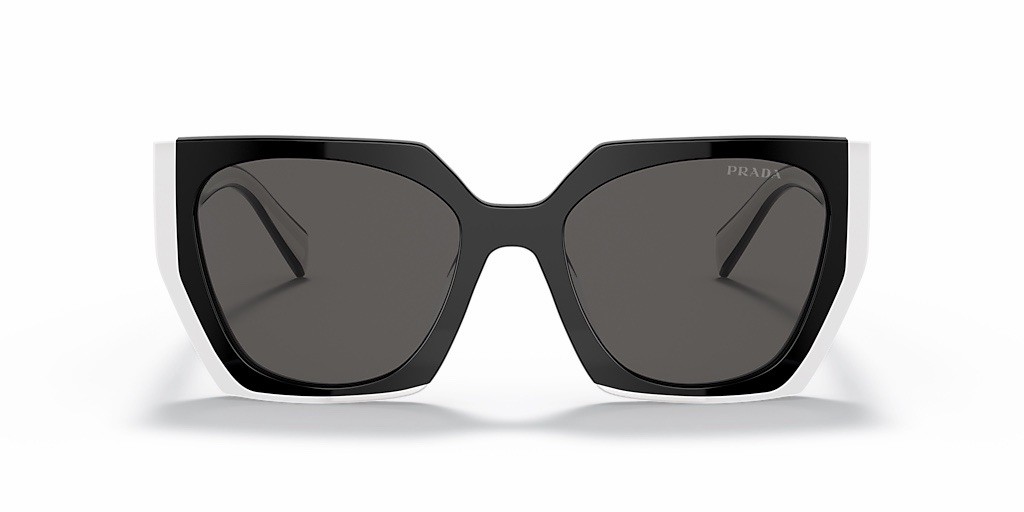 PRADA PR 15WS 09Q5S0 Black White Grey Lenses Women Sunglasses AUTHENTIC