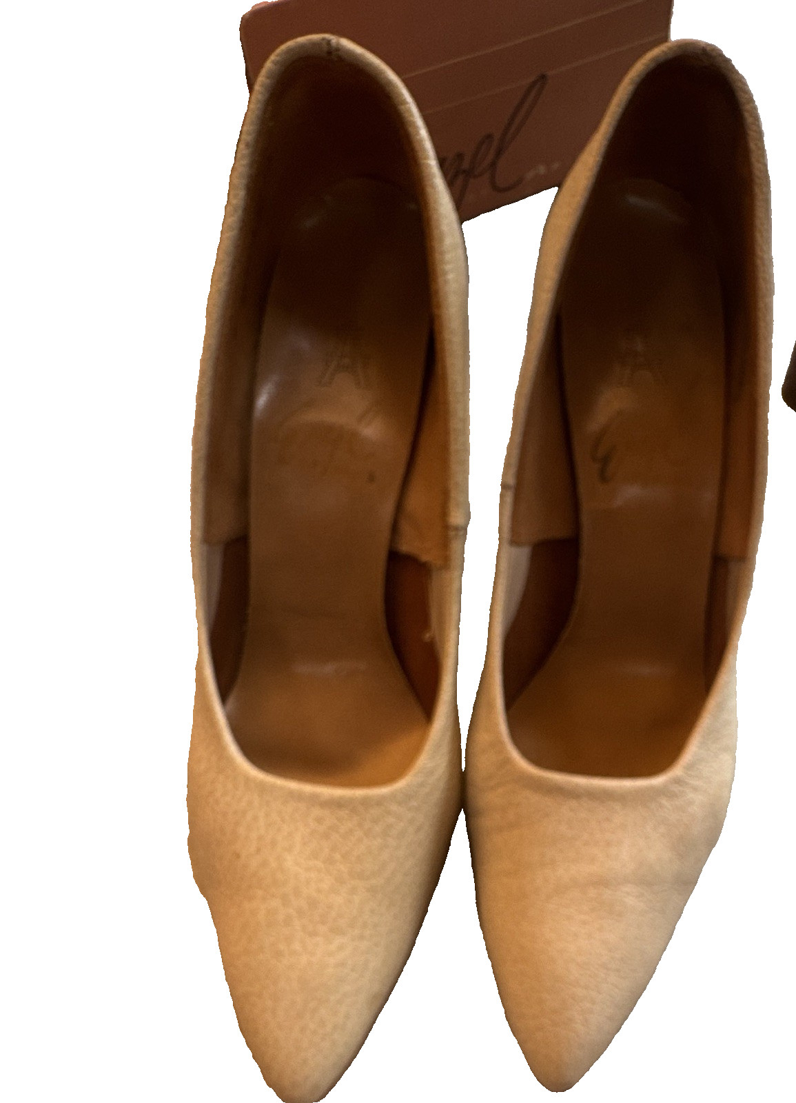 Enzel Womens Pumps Heels 6.5 N Beige Textured Pointed Toe Stiletto Slip On