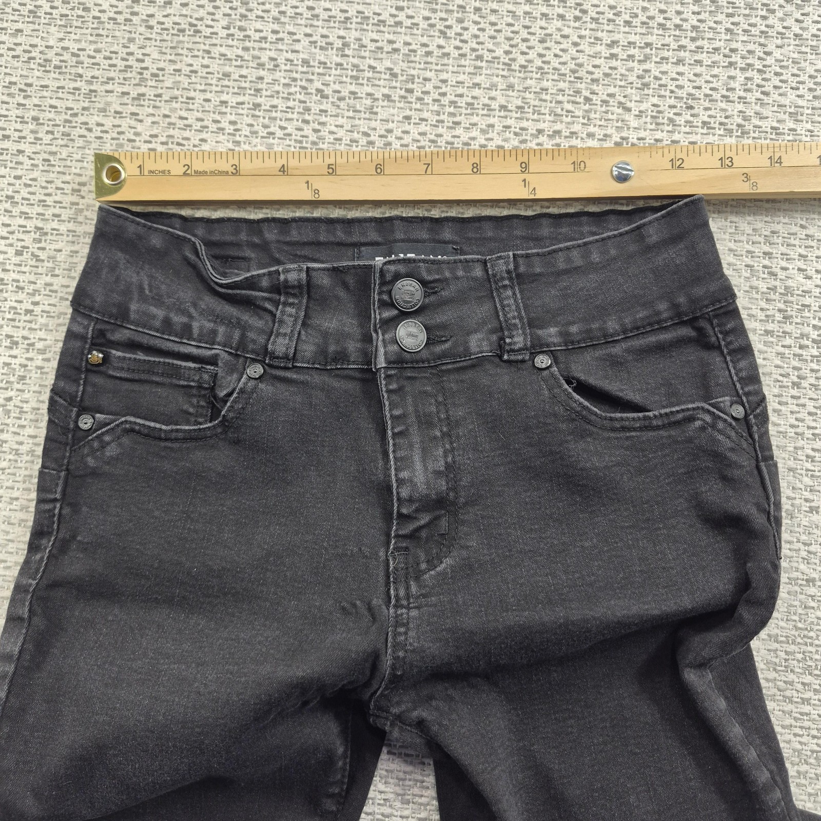 ENJEAN Jeans Juniors 7 Gray Charcoal Wash Skinny High Rise Stretch Denim