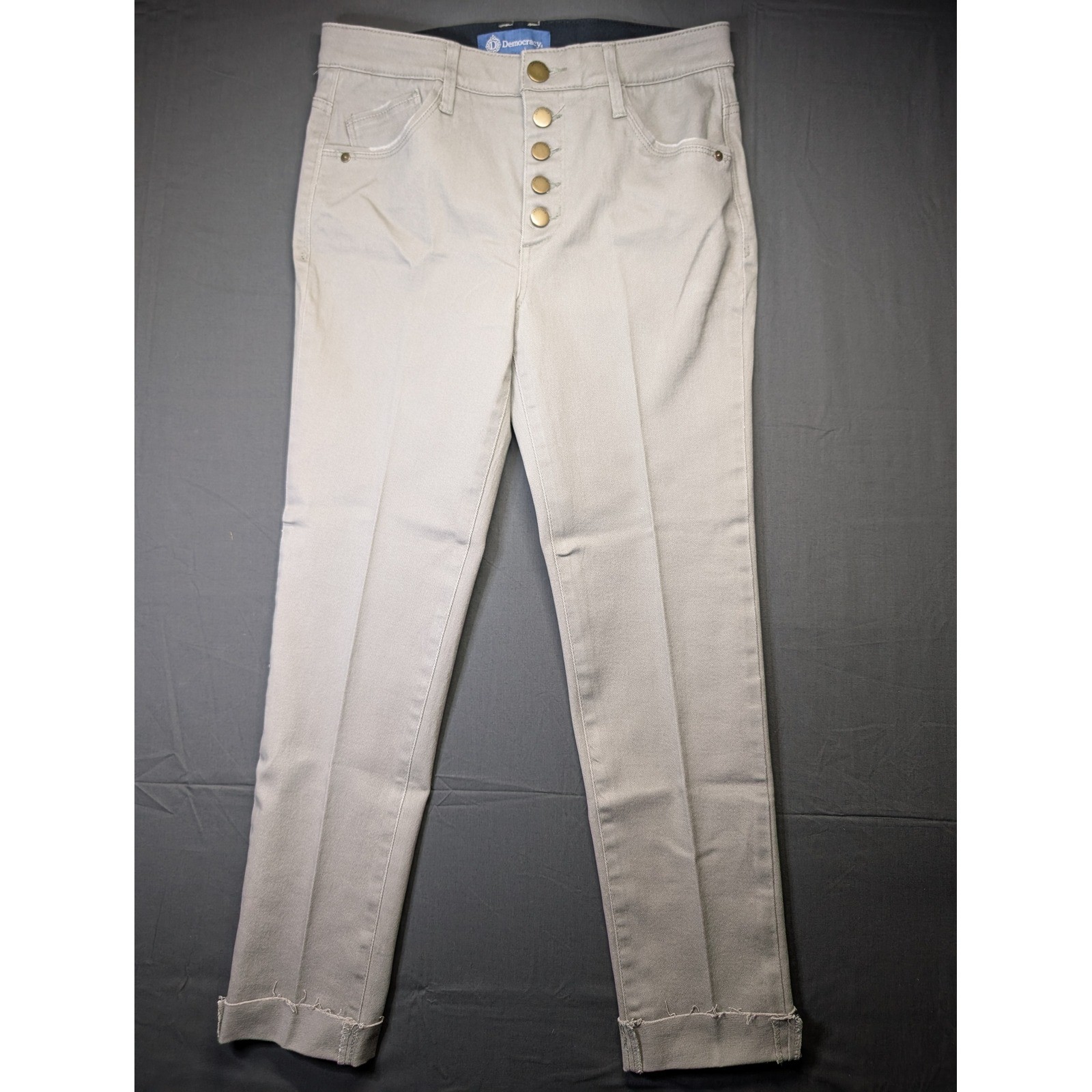 Democracy Absolution High Rise Button Fly Slim Pants Beige Womens 6 B21463YDM