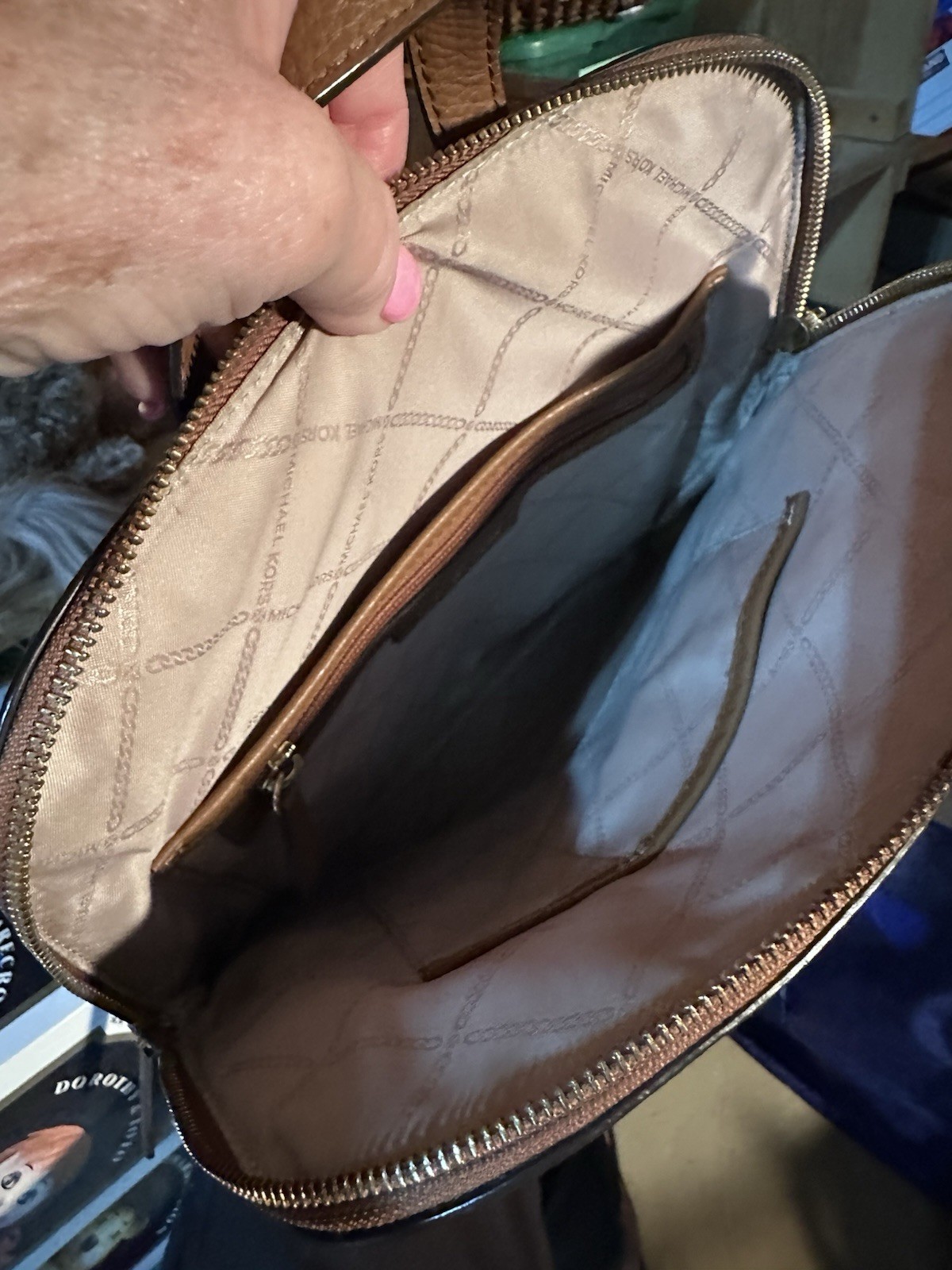 Michael Kors Brown Pebbled Backpack Zip Adjustable Strap Gold Hardware