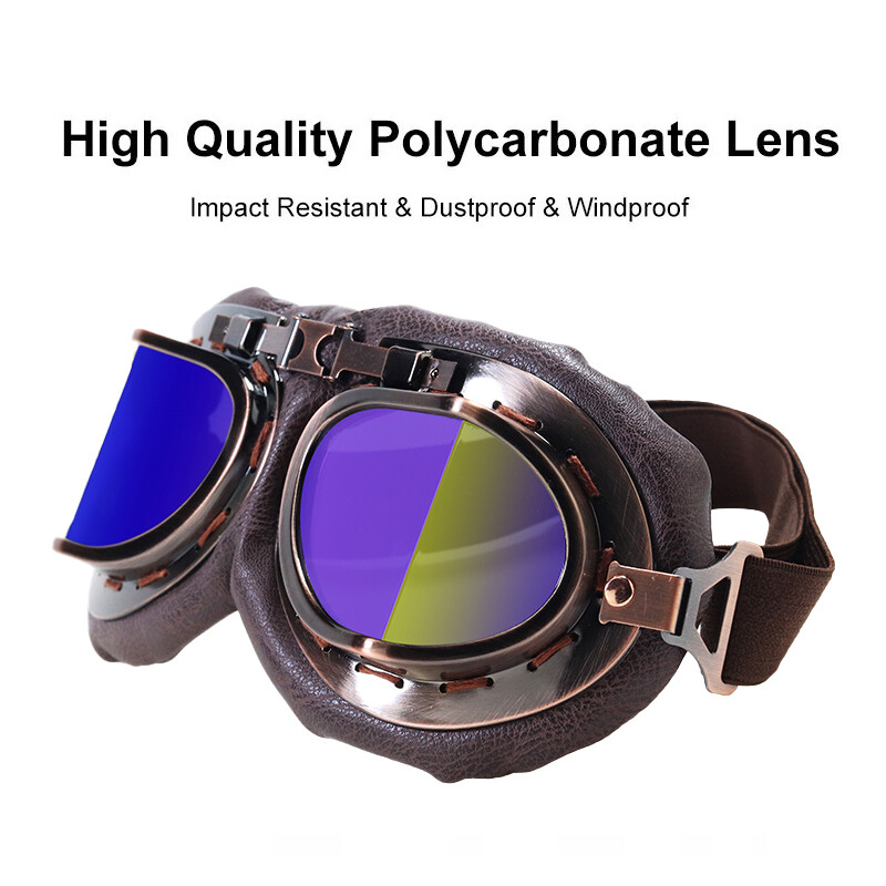 Vintage Copper Frame Steampunk Motorcycle Goggles Sunglasses Retro Riding Travel