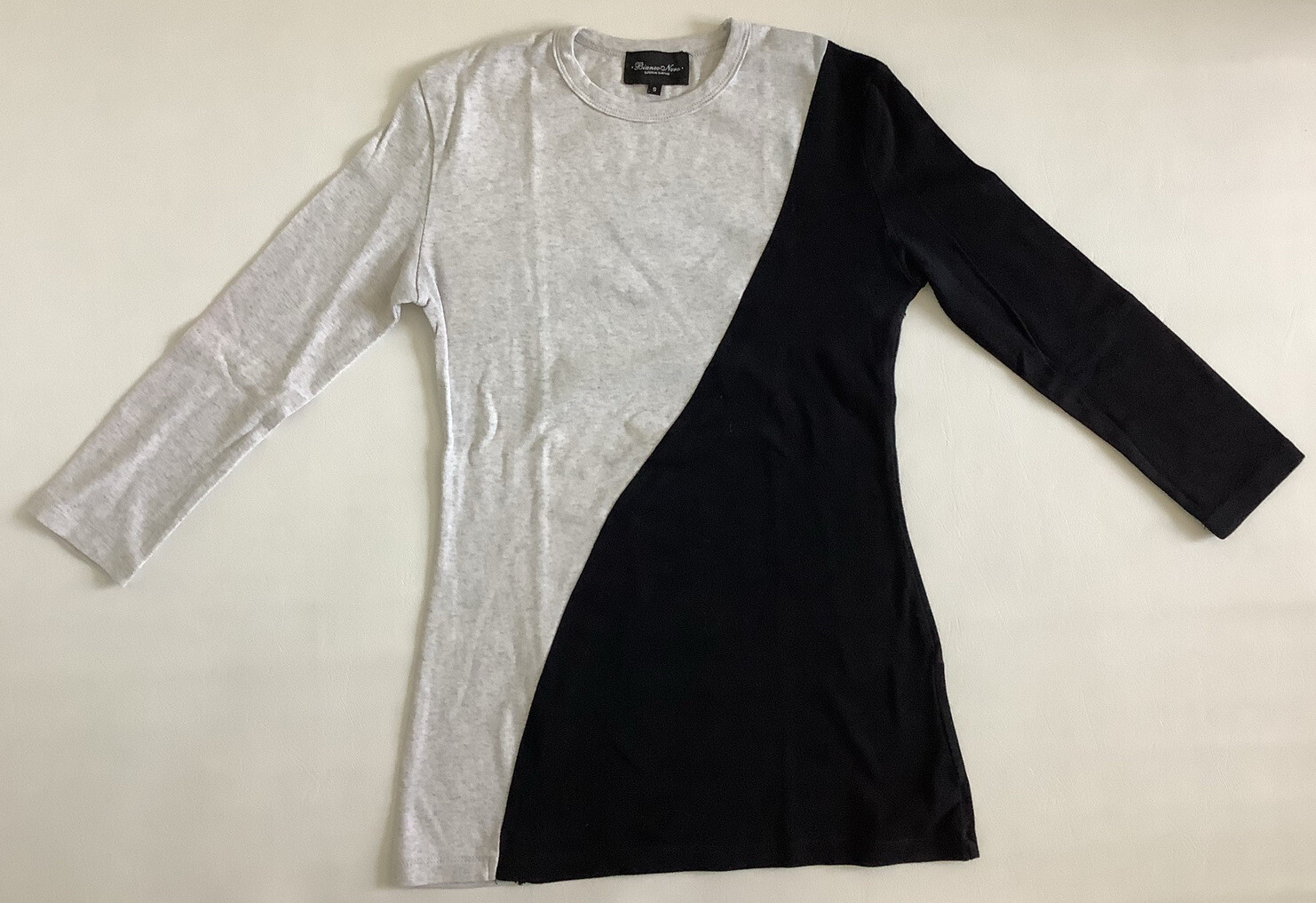 Bianco Nero Womens Black Gray Colorblock Longsleeve Tshirt Size S