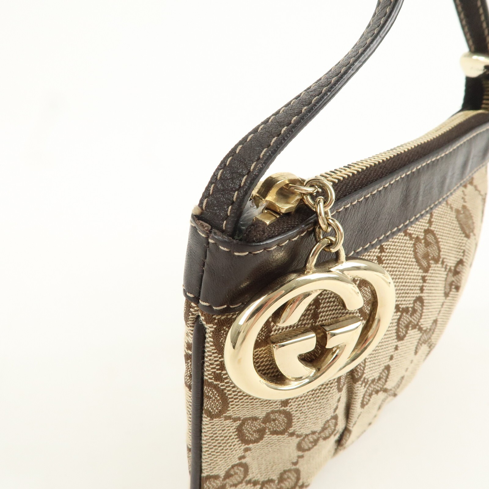GUCCI Interlocking G GG Shoulder Bag Canvas Leather 212216 Auth Used