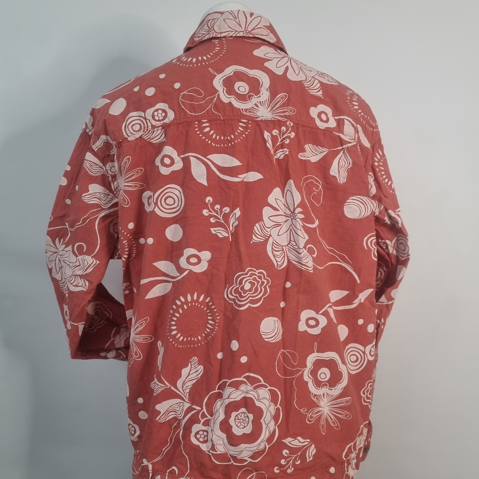 Fresh Produce Women’s Jacket Shirt Floral Vivid Coral Pink Button Down Sz XXL
